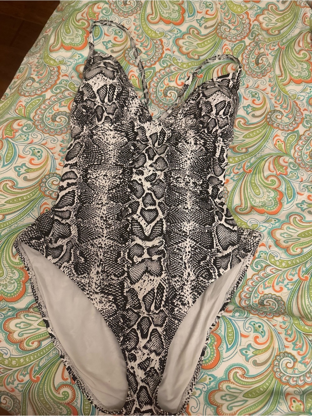 Tommy Bahama Black and White Snake-Print One-Piece